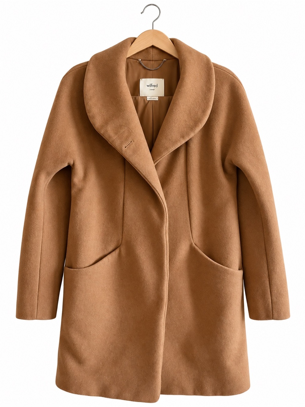 Wilfred Aritzia Wool Cashmere Cocoon Style Coat Camel XS